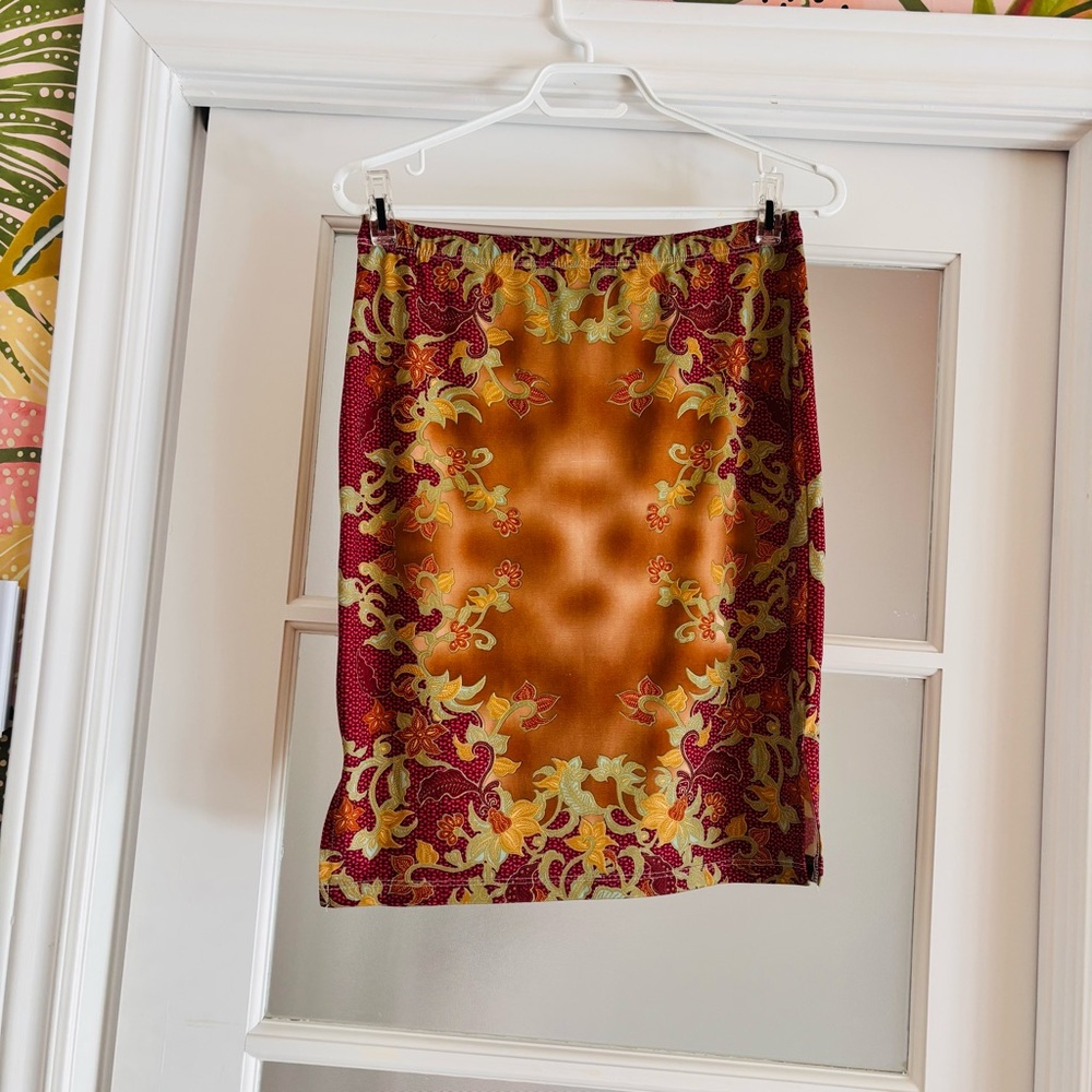 #79 Vintage Lucca Vibrant Floral Pencil Skirt